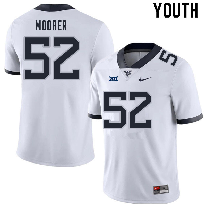 NCAA Youth Parker Moorer West Virginia Mountaineers White #52 Nike Stitched Football College Authentic Jersey WP23F17KM